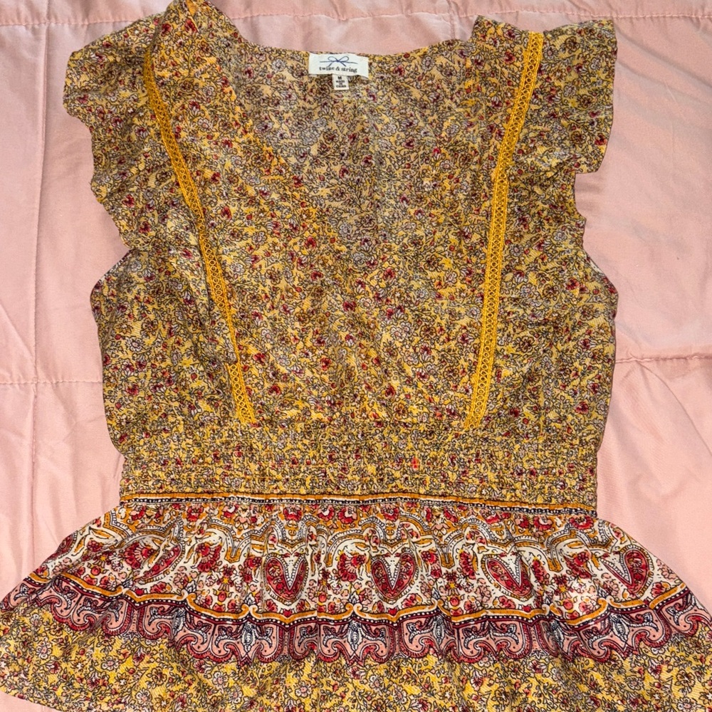 Elegant Floral V-Neck Blouse